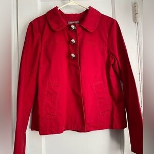 Ann Taylor, Red Cropped Jacket with three Silver Buttons, Size: Medium